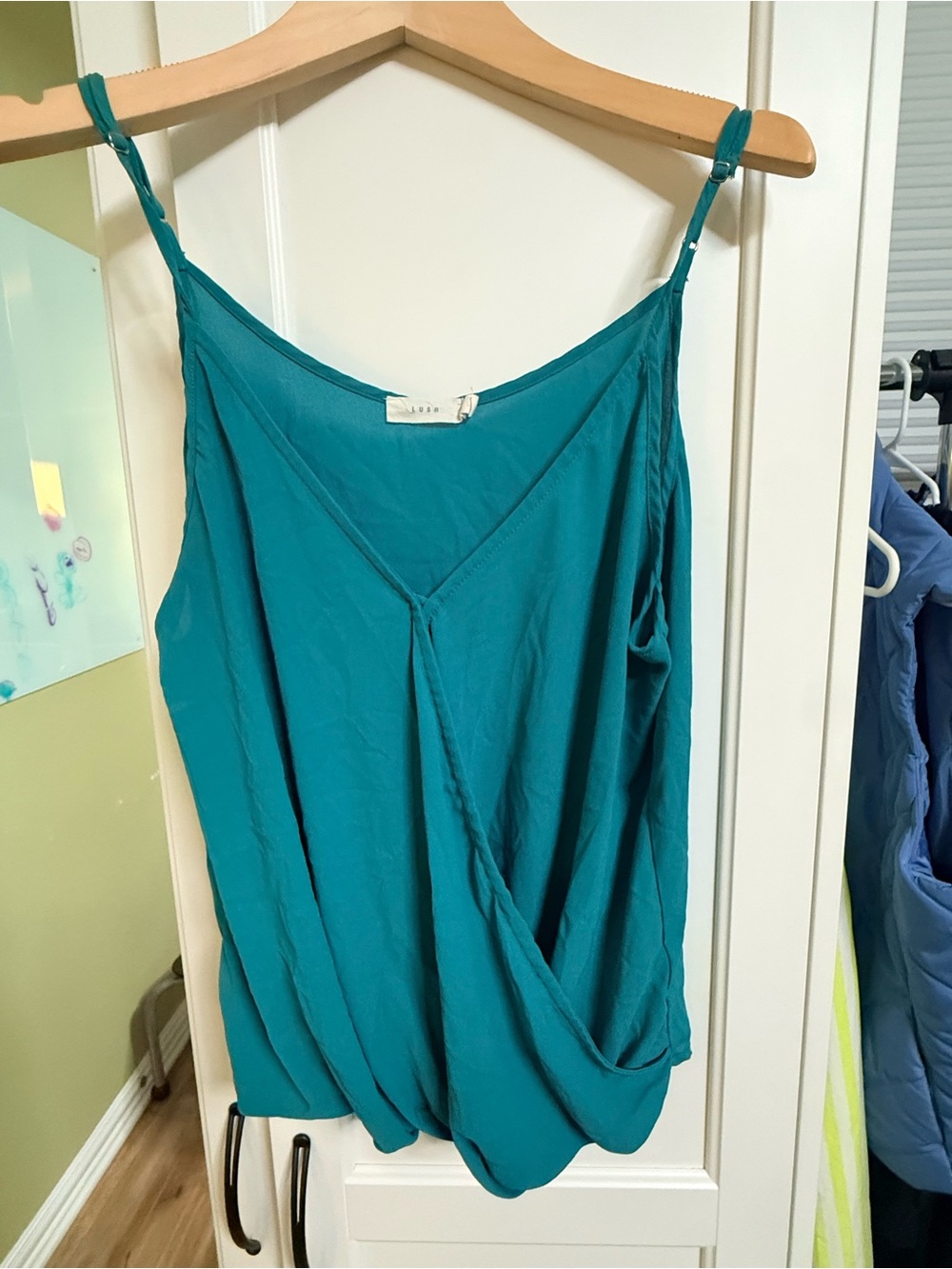 Lush Teal Draped Wrap Front Camisole